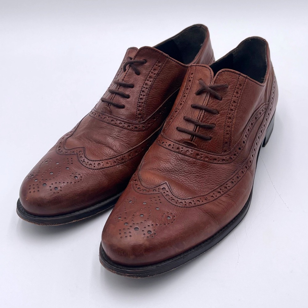 Crosby Square Gibson Brown Leather Wingtip Oxford Brogue Dress Shoes Mens 11